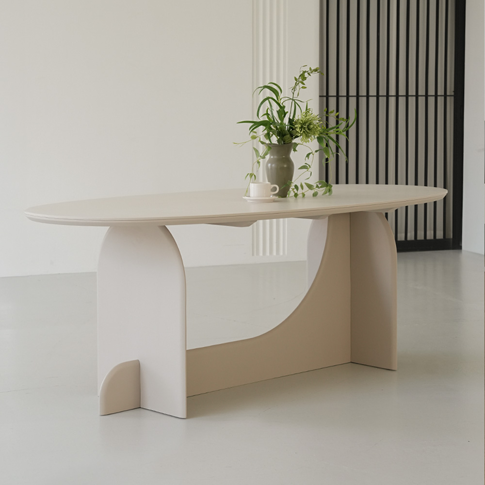 (3월특가) 라미에스 디온 라이트 베이지 애쉬 원목 포세린 세라믹 라운드 식탁세트 6인용 2200 의자6 (-3/31)