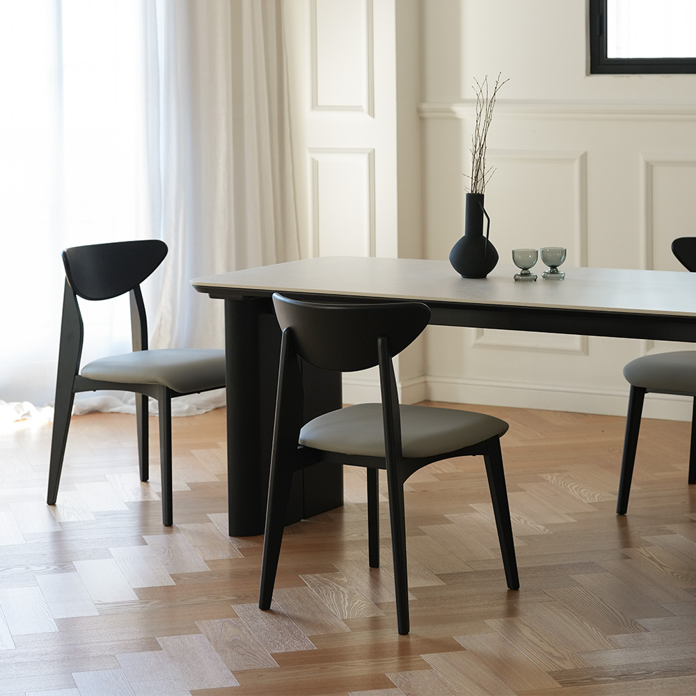 (페스타세일) 라미에스 모브 블랙 애쉬 원목 포세린 세라믹 식탁세트 1800 2000 6인 (-4/30)