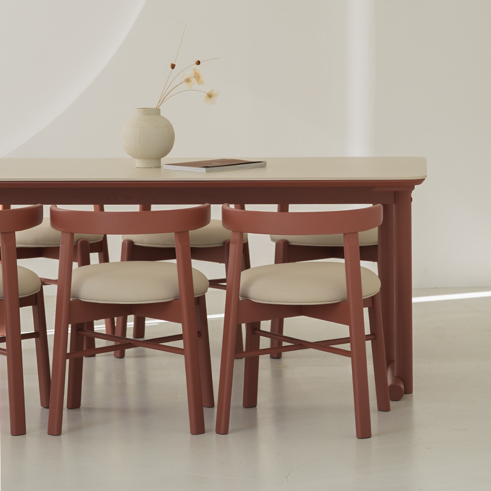 (페스타세일) 라미에스 베노아 레드 애쉬 원목 포세린 세라믹 식탁세트 6인용 1800 (-4/30)