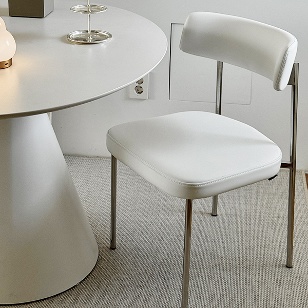 (페스타세일) [단독최저] 헨지디자인 씨엘 라운드 비건 레더 체어 (스틸프레임 / 화이트)