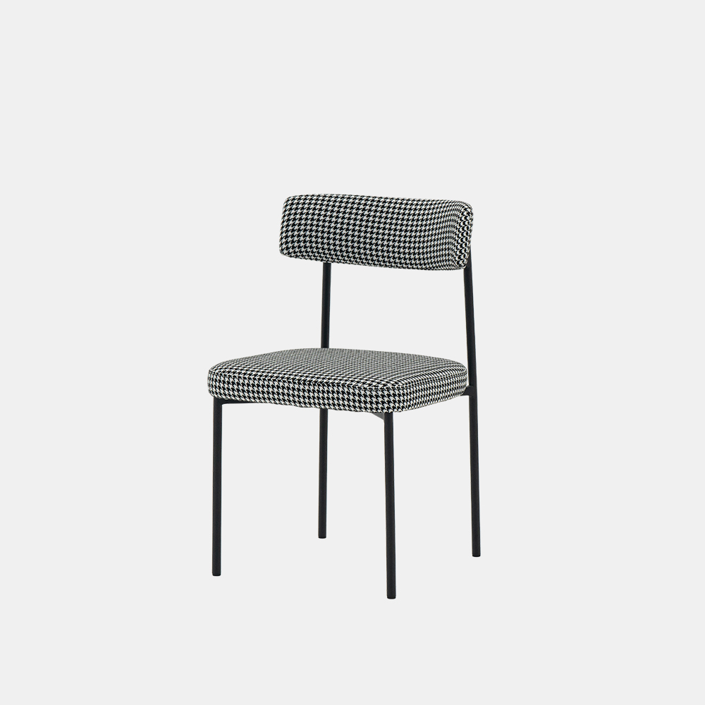 (페스타세일) [단독최저] 헨지디자인 씨엘 라운드 패브릭 체어 (블랙 프레임 / 하운즈 체크)