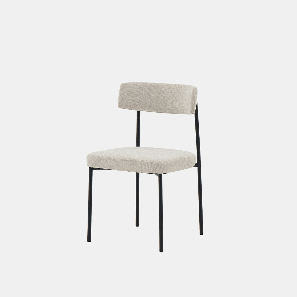 (페스타세일) [단독최저] 헨지디자인 씨엘 라운드 패브릭 체어 (블랙 프레임 / 아이보리)