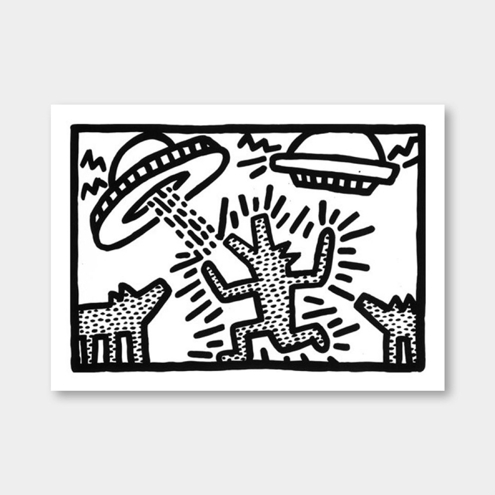 오픈에디션 / 키스 해링 / Untitled, 1982 (dogs with UFOs) (액자포함)