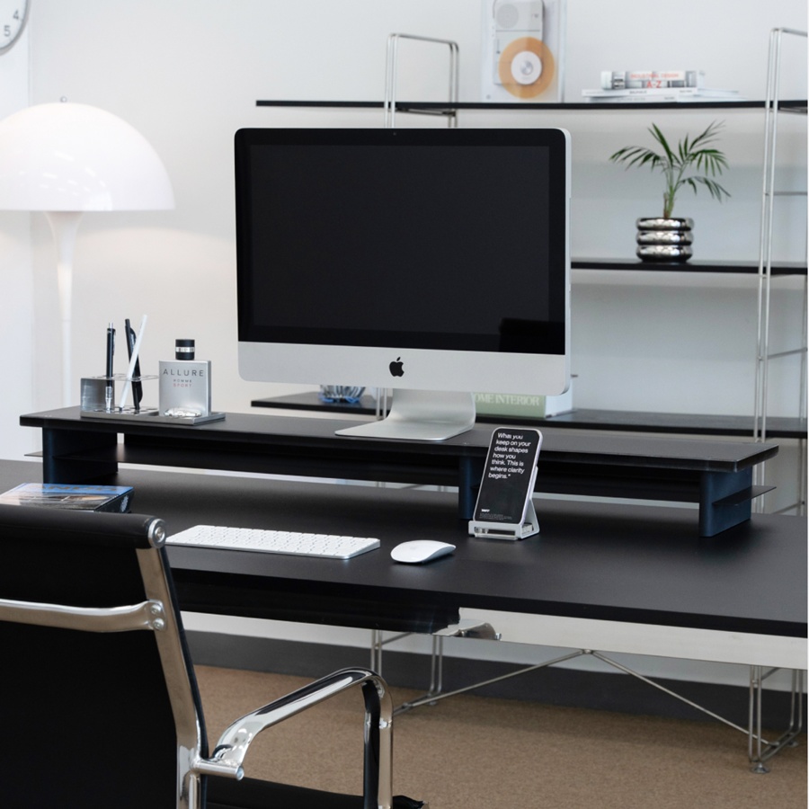 (4월특가) 원오프(1OFF) 듀얼 모니터 받침대 - 스모크 블랙