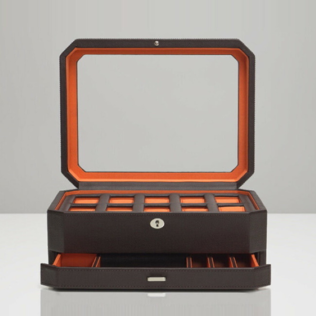 울프 10 Piece Watch Box with Drawer Brown