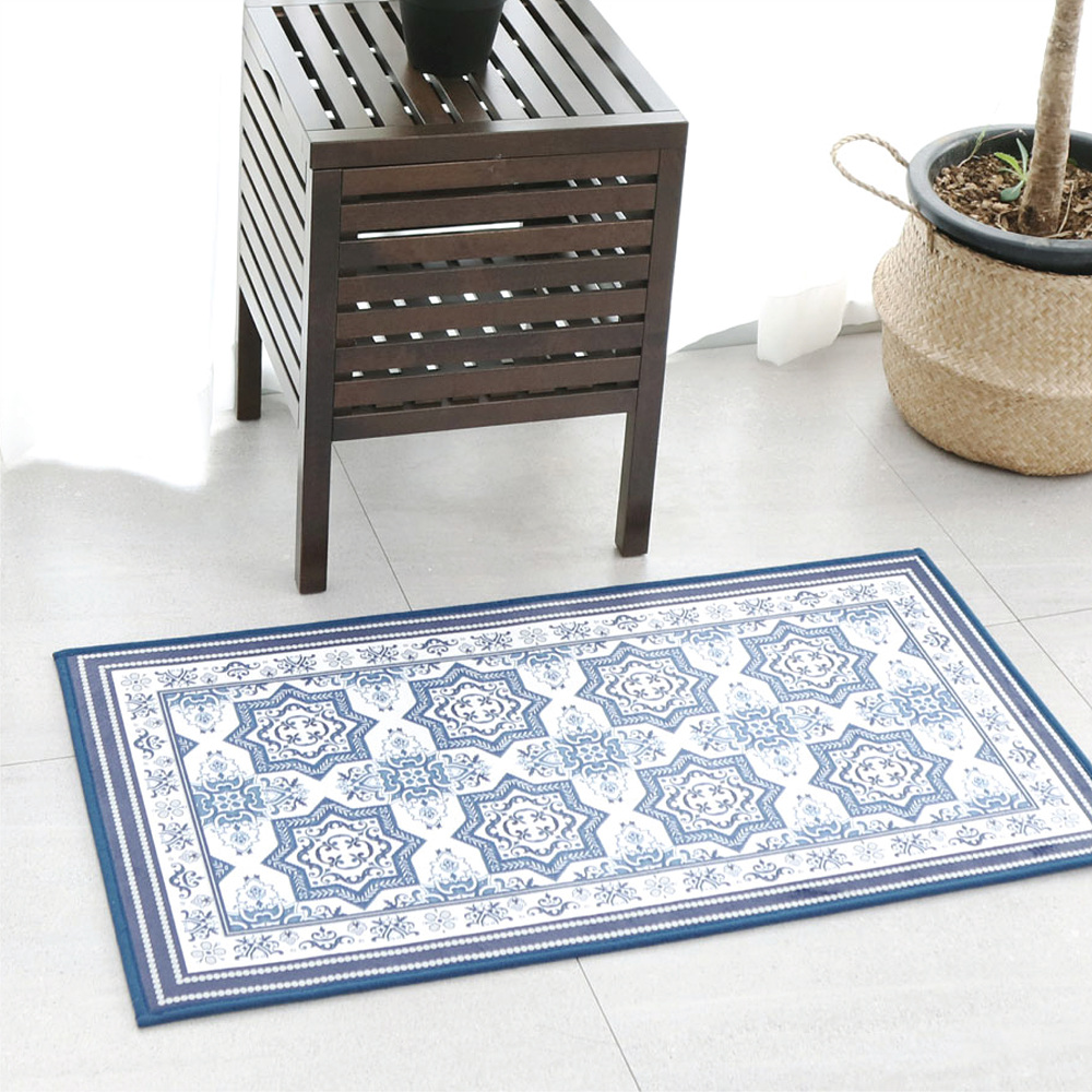초극세사 도어 발매트 스페니쉬 블루문양 70/90/120