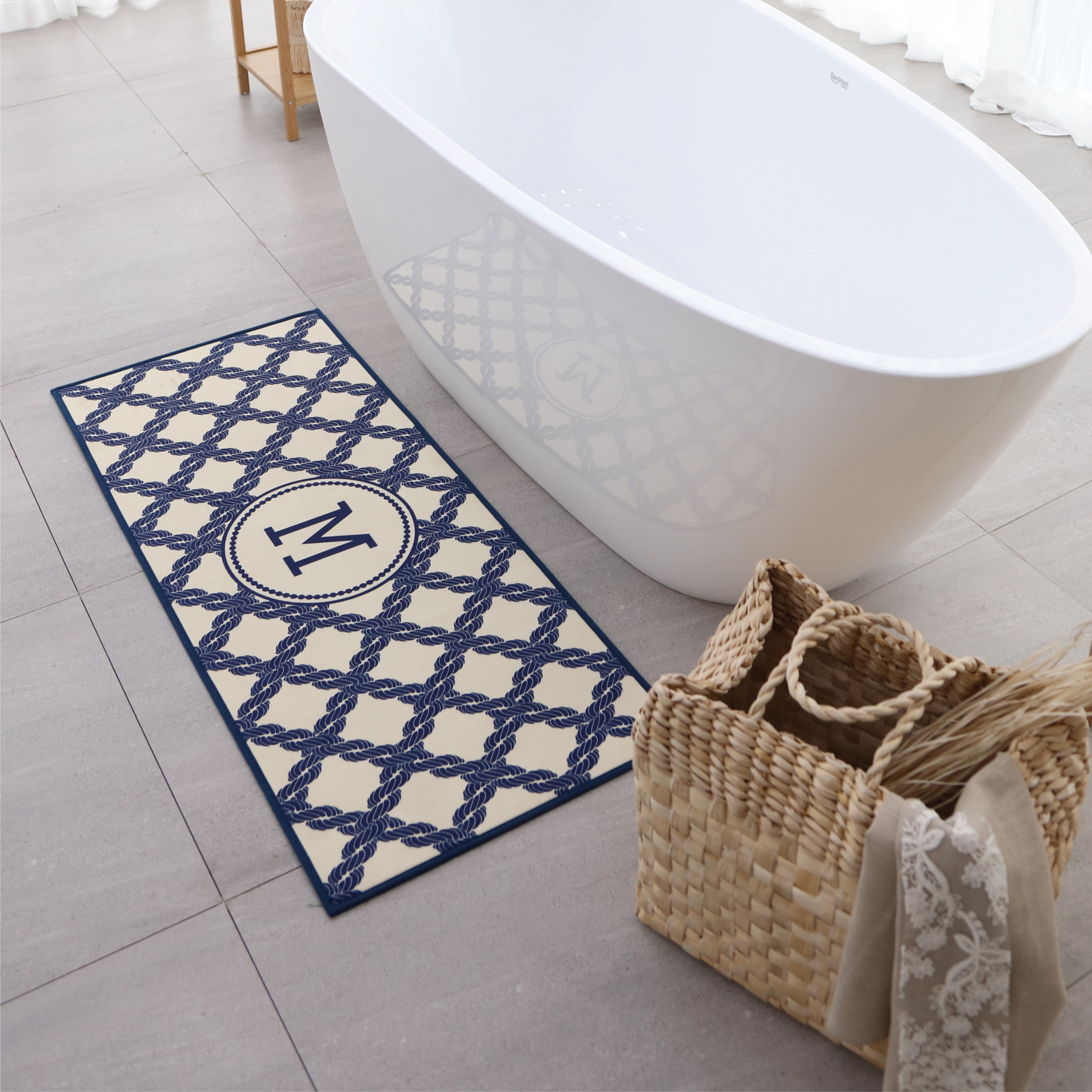 초극세사 도어 발매트 로프M네이비 90/120