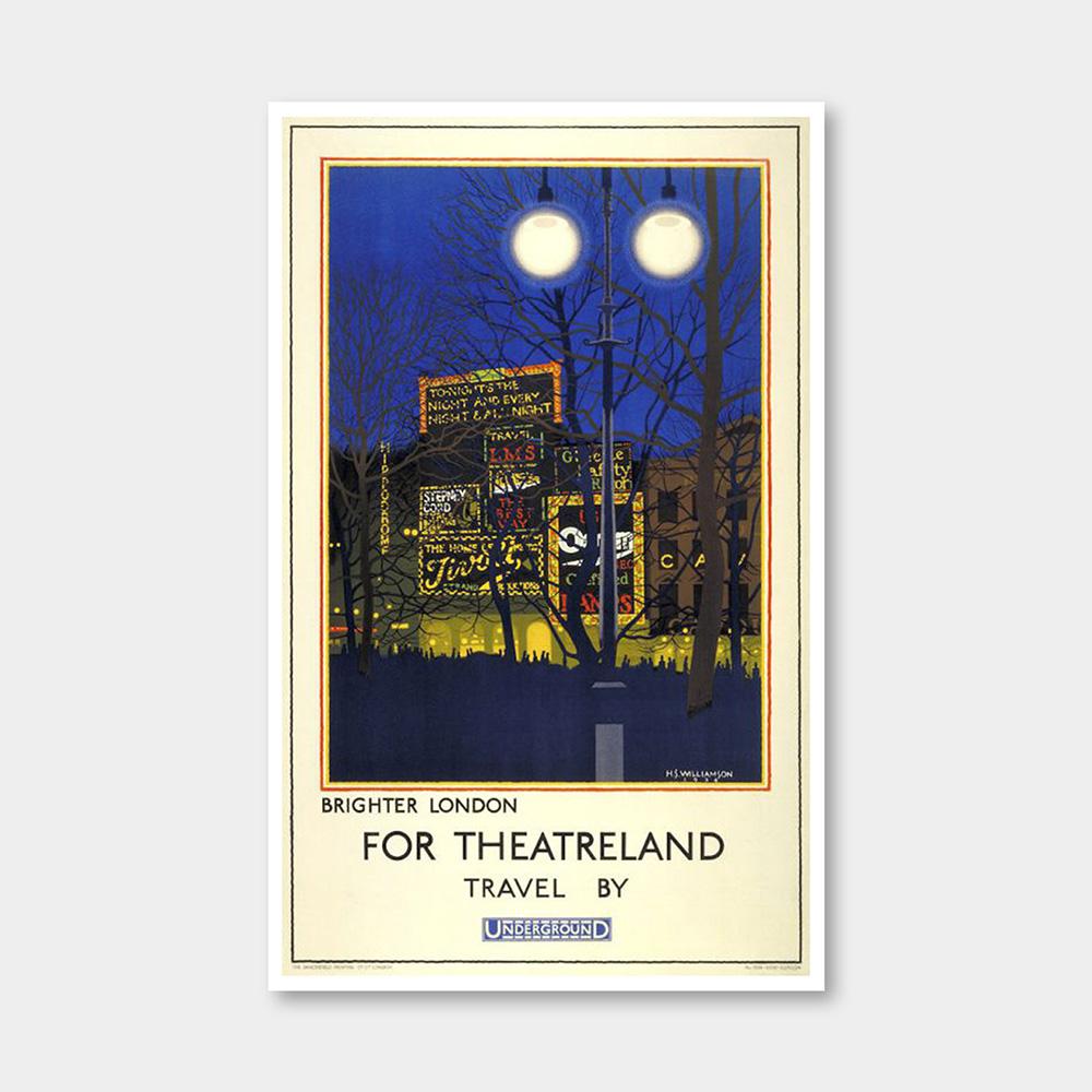 오픈에디션 언더그라운드 Brighter London for Theatreland, 1924 빈티지 포스터 (액자포함) [3% 적립]