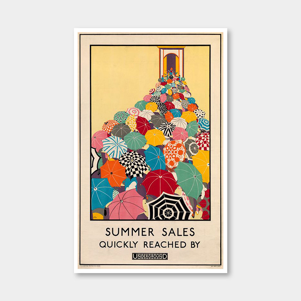 오픈에디션 언더그라운드 Summer sales quickly reached, 1925 빈티지 포스터 (액자포함) [3% 적립]