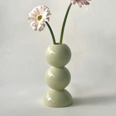 [플레인세라믹] 라운드앤라운드 베이스 화병 Round & Round (Lilly green)