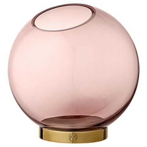 (리빙패밀리세일) AYTM 글러브 화병 Globe Vase Rose Glass & Brass Medium