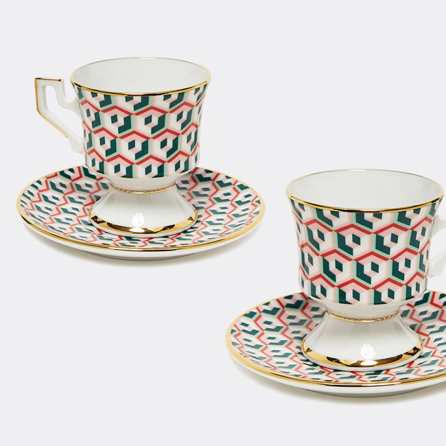 라 더블제이 큐비 에스프레소 잔 2인 세트 Cubi Lilla Espresso Cup & Saucer