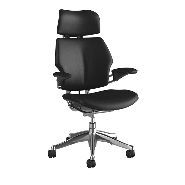 (9월특가) 휴먼스케일 프리덤 헤드레스트 가죽체어 Humanscale Freedom Chair Ticino Aluminum Obsidian (Black) [10% 할인] [5만원 추가 적립]