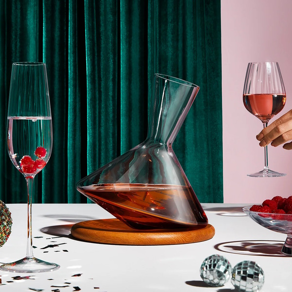 누드글라스 밸런스 디캔터 & 우든 베이스 Balance Wine Decanter with Wooden Base