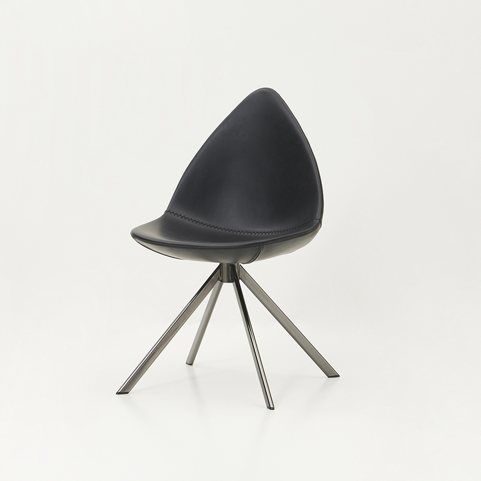 (1월특가) 하프문 가죽 디자인 체어 블랙 (회전가능)