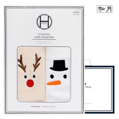 (7월특가) 송월타올 크리스마스 루돌프+눈사람+산타 2매 선물세트(쇼핑백)