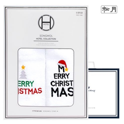 (6월특가) 송월타올 크리스마스 메리하트+메리트리+메리스타 2매 선물세트(쇼핑백)