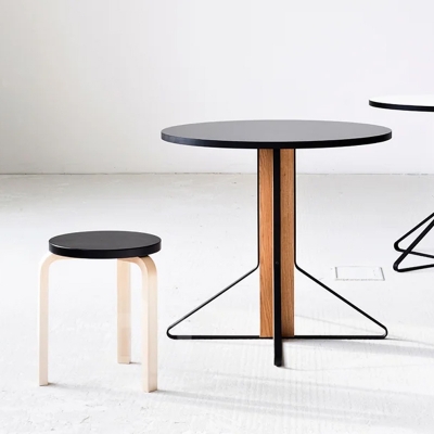 [아울렛] 아르텍 카아리 라운드 테이블 Artek Kaari Table Round Ø800 Black Lino / Oak [새상품]