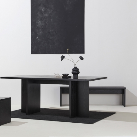 (2월특가) [르위켄 단독] [10만원 적립] 플로티카 칼럼 6인 테이블 세트 W1800 (Black) (테이블1+벤치1)