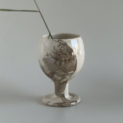 [플레인세라믹] 마블 와인잔 Marble Wine Glass (Taupe)