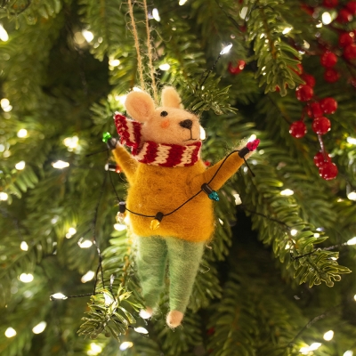 (11월특가) 아티파티 노랑스웨터 쥐돌이 양모 울 인형 오너먼트 크리스마스 장식 데코 소품 (-12/25)