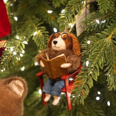 (11월특가) 아티파티 책읽는 비글 양모 울 인형 오너먼트 크리스마스 장식 데코 소품 (-12/25)