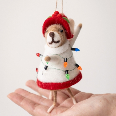 (11월특가) 아티파티 우아한모자 쥐부인 양모 울 인형 오너먼트 크리스마스 장식 데코 소품 (-12/25)