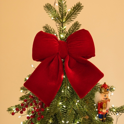 (11월특가) 아티파티 크리스마스 트리장식 벨벳 통통 리본 오너먼트 (-12/25)