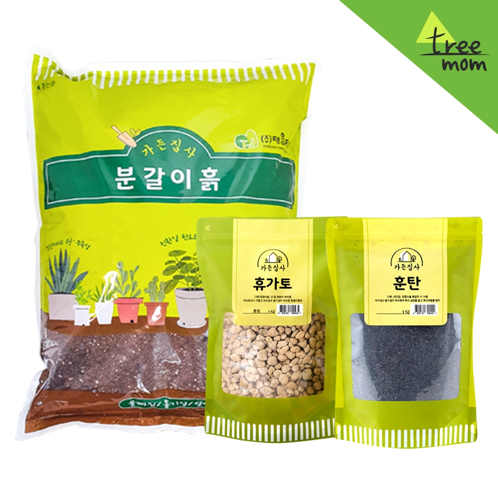 트리맘 배수력 쑥쑥 분갈이흙 세트(분갈이흙10L+휴가토(중립)1.5L+훈탄1.5L)