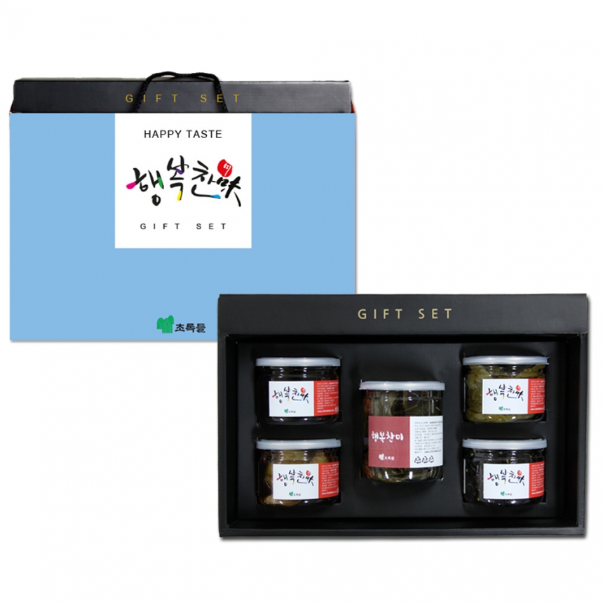 반찬 선물세트 5호(5종), 매실무말랭이양념무침250g,매실깻잎지양념무침250g,청양고추간장절임250g,검은콩조림250g,울릉도명이나물400g