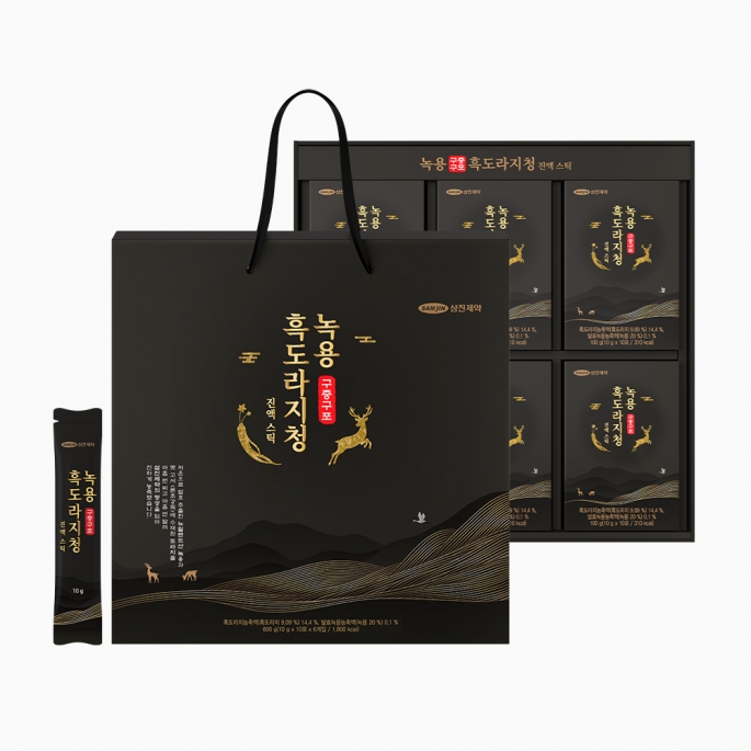 [유통기한 임박] 삼진제약 녹용 구증구포 흑도라지청 진액스틱 60포, 1박스 (2개월분)
