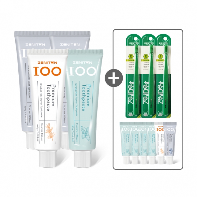 제니튼 백치약 100g 4개입 (증정 : 미니치약 6개 + 성인칫솔 3개)