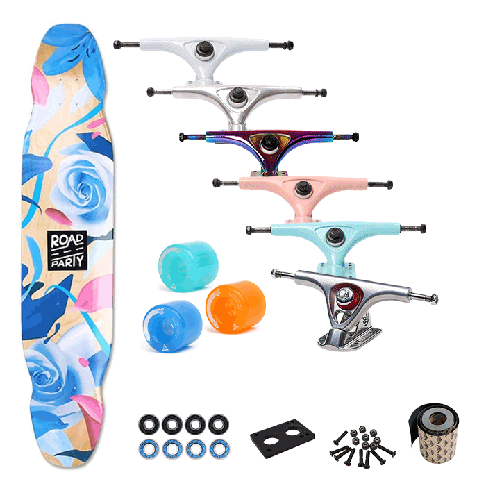 [커스텀 컴플릿-롱보드] ROADPARTY NATURAL LOGS FLOWER 46&Prime;+트럭(로그or페리스or칼리버)+휠+파츠+그립테입