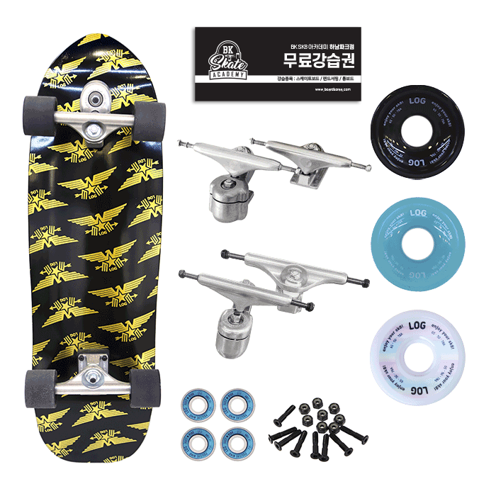 [커스텀 컴플릿-서프스케이트] Log Gold Eagles Surfskate(32/33.5)+트럭(로그or요우)+휠