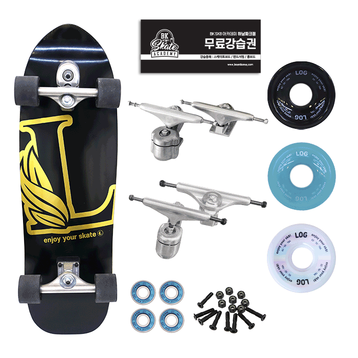 [커스텀 컴플릿-서프스케이트] Log Big Gold Logo Surfskate(32/33.5)+트럭(로그or요우)+휠