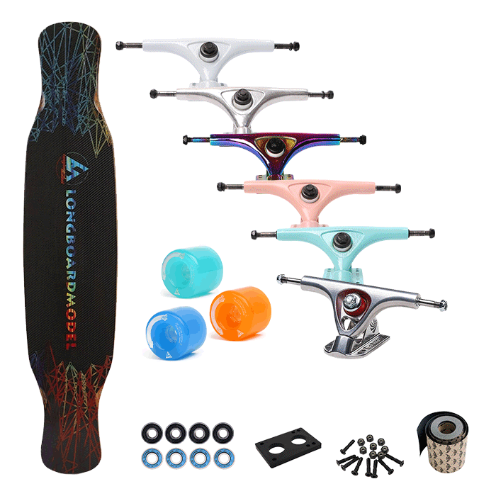 [커스텀 컴플릿-롱보드] CARBON BLACK - 40&Prime; 46"+트럭(로그or페리스or칼리버)+휠+파츠+그립테입