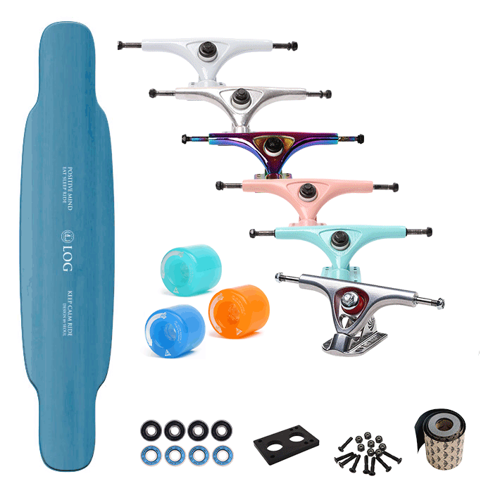 [커스텀 컴플릿-롱보드] Log Mint/White Longboard - 44" 46"+트럭(로그or페리스or칼리버)+휠+파츠+그립테입