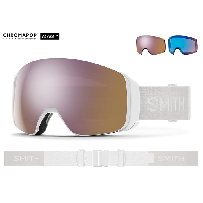 2425 Smith 4D Mag White Vapor - ChromaPop Everyday Rose Gold Mir + Storm Rose Flash (스미스 포디 맥 아시안 핏 스노우보드 고글)
