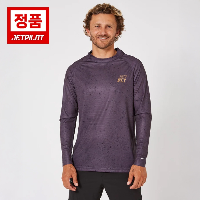 젯파일럿 남성용 래쉬가드 벤쳐 긴팔 하이드로 티셔츠 - 블랙 (JA23183BLK)