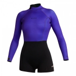 Mystic 35000.240111 Lunar Longarm Shorty 2/2mm Bzip Women - Black/Purple (미스틱 루나 롱암 숏티 2/2mm 백 집 여성용 스프링 슈트)
