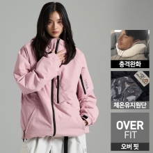2425 로그 스노우보드복 자켓 힙힙 오버핏 - 파우더 핑크 (24HIPJK-PP)