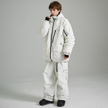 로그 스노우보드복 코디세트 #11 / 2425 Log Technine (Relax Fit) Jacket - White + 2425 Log Technine Cargo (Relax Fit) Pants - White