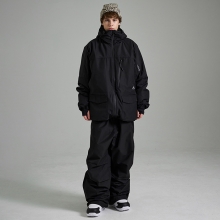 로그 스노우보드복 코디세트 #24 / 2425 Log Technine (Relax Fit) Jacket - Black + 2425 Log Hip Hip (Over Fit) Pants - Black