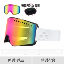 로그 보드 스키 고글 클라이맥스 OG 화이트 - 핑크 이리듐 편광 (YH-20118)