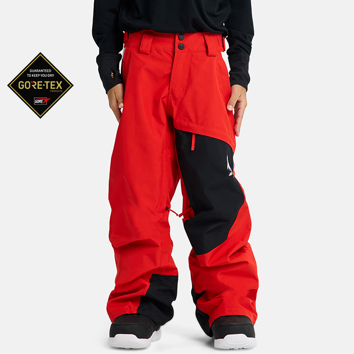 2526 버튼 아동용 스노우보드복 팬츠 고어텍스 쉘 - 플레임 스칼렛 / 트루 블랙 (2432610S13)