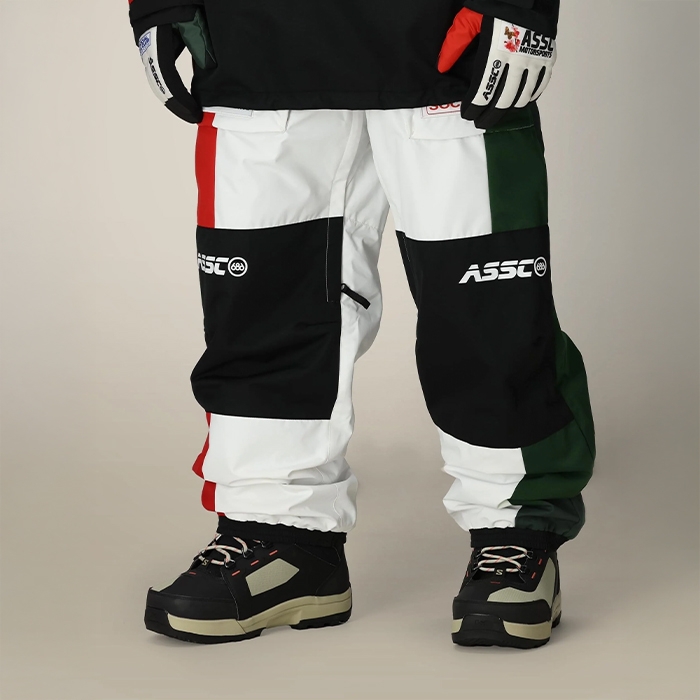 2526 686 육팔육 스노우보드복 팬츠 ASSC F1 쉘 - ASSC 화이트 컬러블록 (26M5WN256-ASWH)