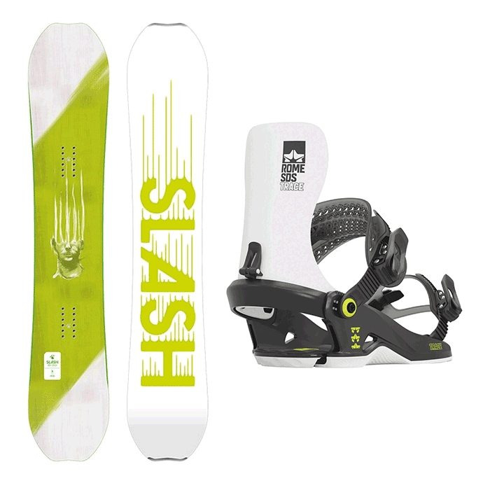 1920 SLASH ATV BOARD - 154 156 + 2324 Rome Trace Snowboard Bindings - Black/White