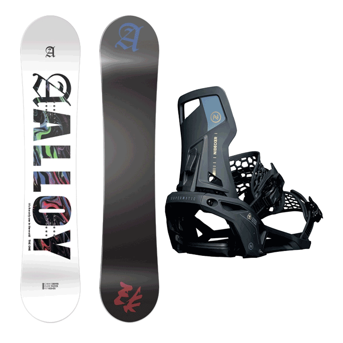 2122 Alloy The One Snowboard - 153 157 + 2425 Nidecker Supermatic Snowboard Bindings - Black or White