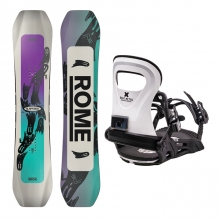 2425 Rome Slapstick Snowboard - 145 + 2324 Bent Metal BMX Snowboard Bindings - Black/White