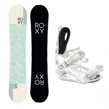2223 Roxy XOXO Snowboard - 142 145 + 2324 Roxy Rock-It Dash Womens Snowboard Bindings - White